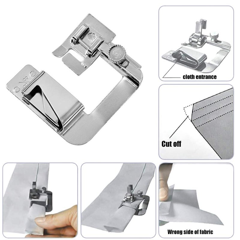LUNARM 6 Pcs Hemming Foot Kit - 3 Pcs Narrow Rolled Hem Sewing Machine Presser Foot, 3 Pcs Wide Hem Presser Foot and 30 Pcs Sewing Machine Needles, for Household Multi-Function Sewing Machines - Image 4